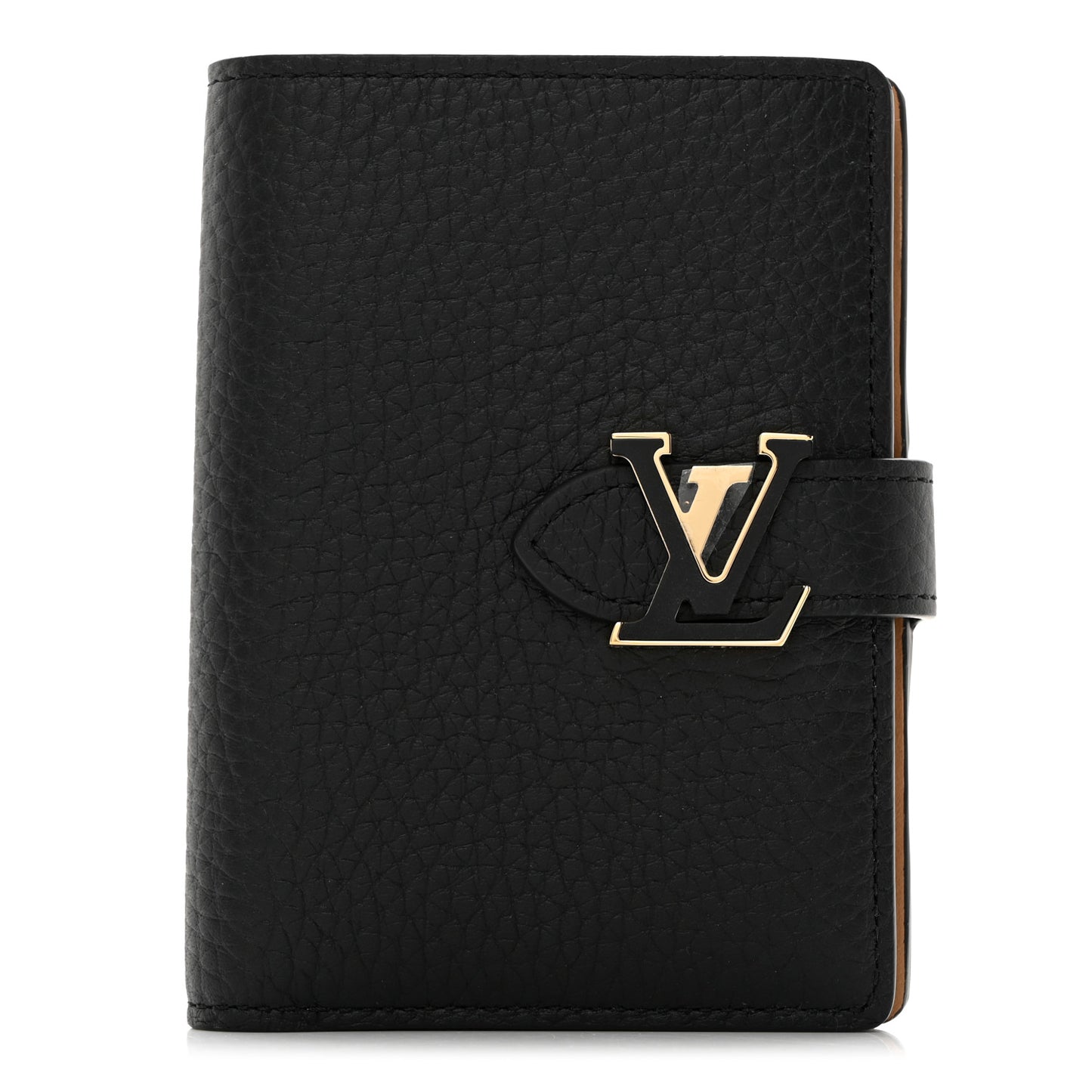 LOUIS VUITTON Taurillon Capucines Vertical Compact Wallet Black