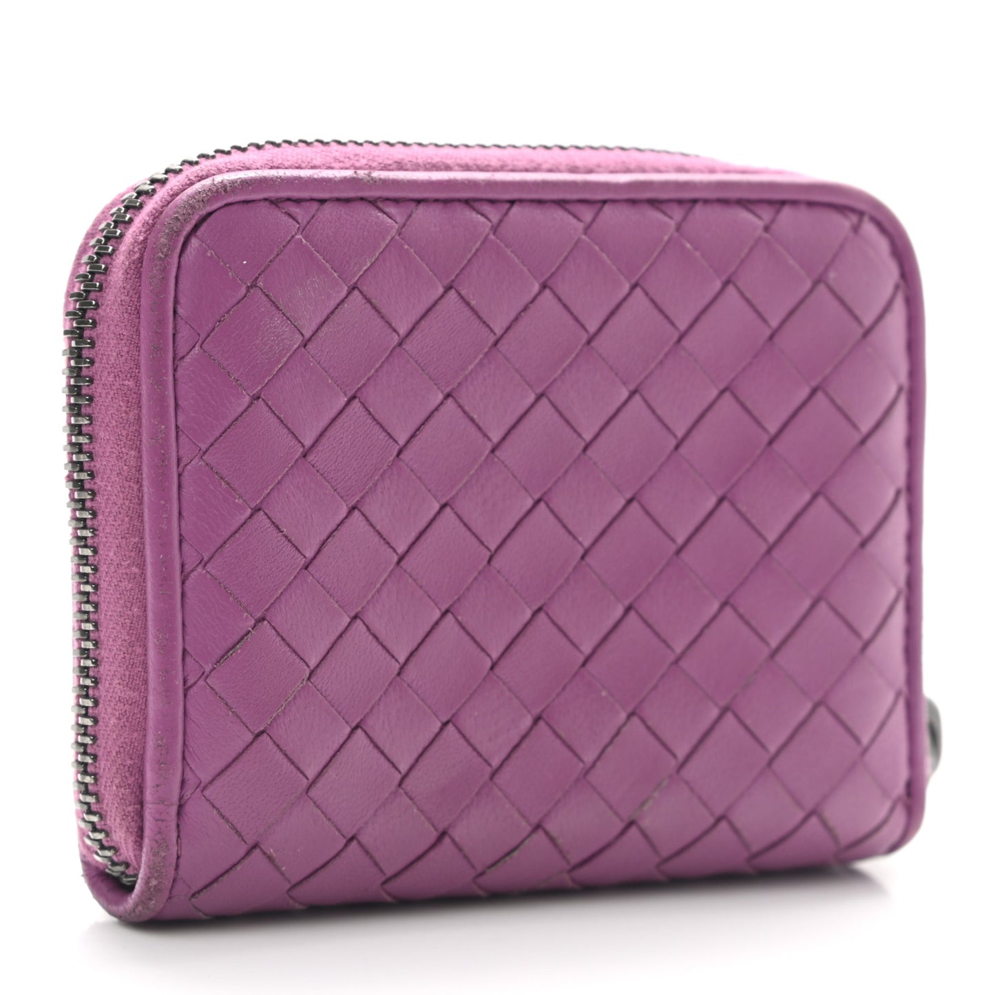 Nappa Intrecciato Zip Around Coin Purse Peony