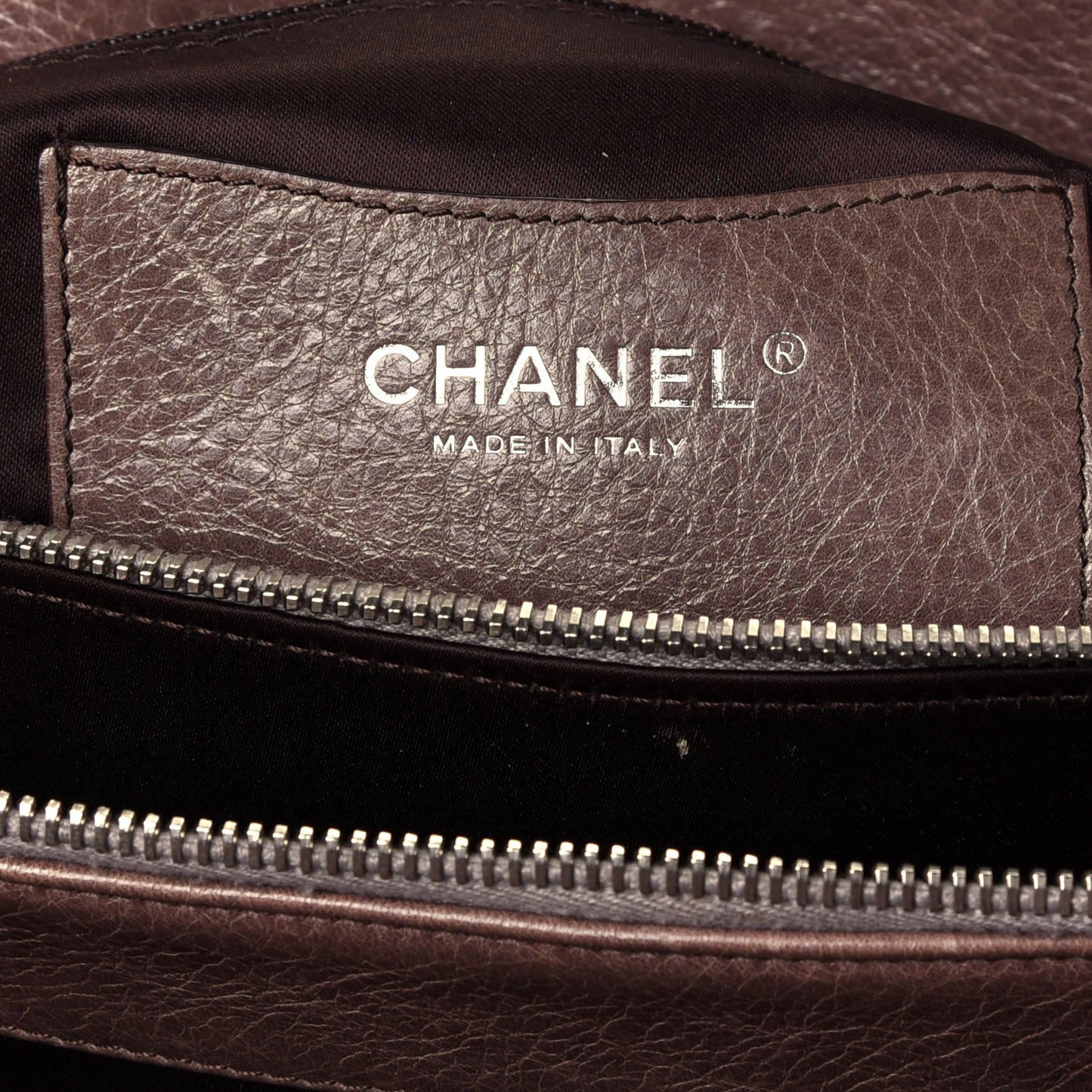 Glazed Calfskin On the Road Zip Tote Brown