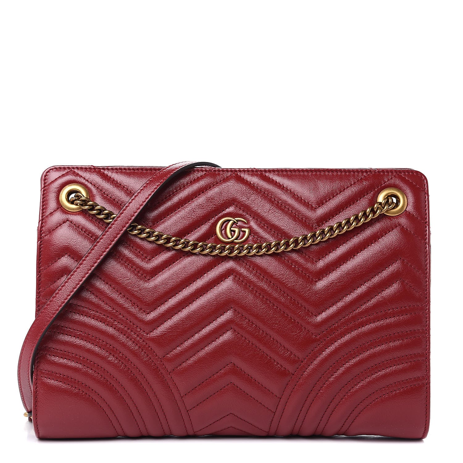 Gucci Azalea Calfskin Matelasse Heart Medium GG Marmont Slim Shoulder Bag Romantic Cerise 1 of 9