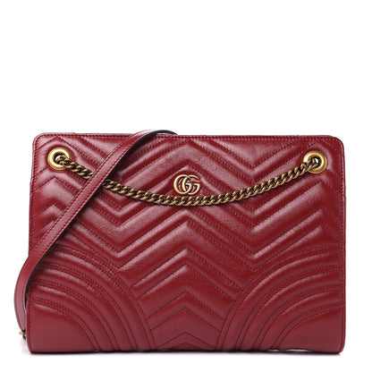 Gucci Azalea Calfskin Matelasse Heart Medium GG Marmont Slim Shoulder Bag Romantic Cerise 1 of 9