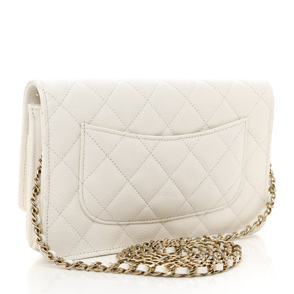 Chanel Caviar Quilted Wallet On Chain WOC White 3 of 12
