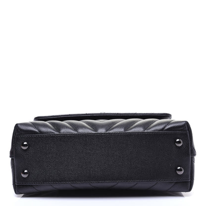 Chanel Caviar Chevron Quilted Mini Coco Handle Flap So Black 10 of 14