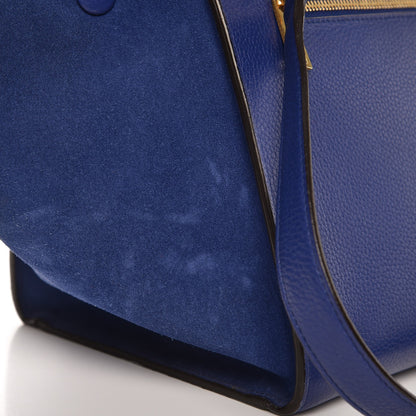 Celine Drummed Calfskin Suede Small Trapeze Indigo 10 of 12