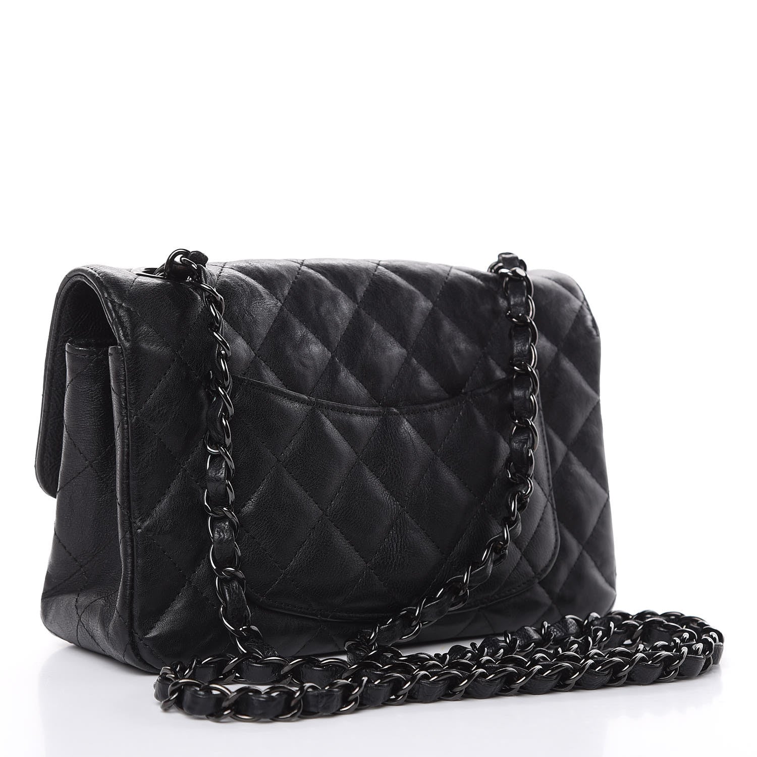Chanel Crumpled Calfskin Quilted Mini Rectangular Flap So Black 3 of 15