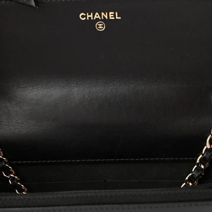 Chanel Lambskin Chevron Quilted Trendy CC Wallet On Chain WOC Black 12 of 14