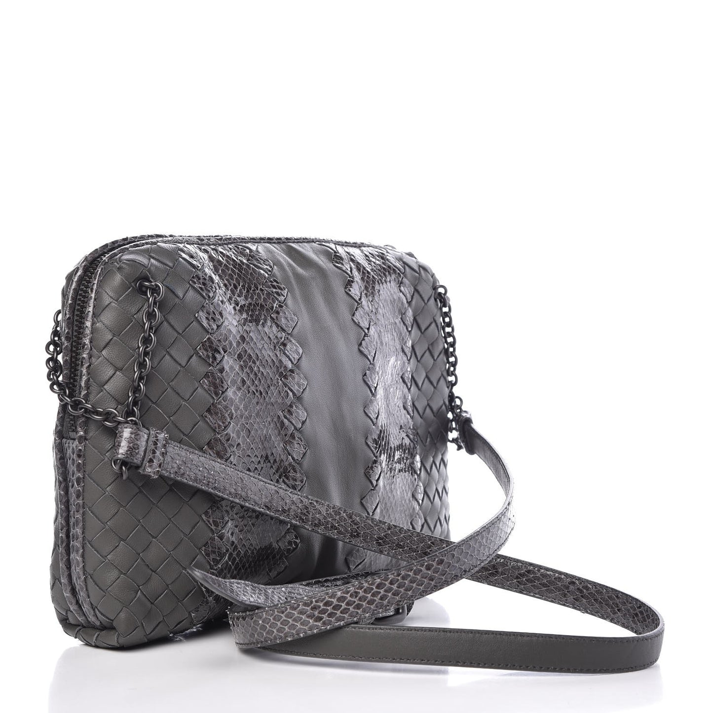 Nappa Intrecciato Ayers Crossbody Pillow Messenger Light Grey