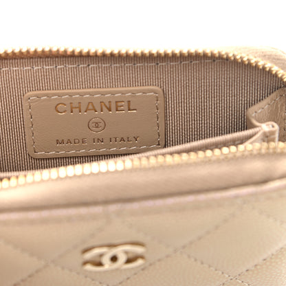 Chanel Iridescent Caviar Quilted Zip Around Coin Purse Beige 6 of 9