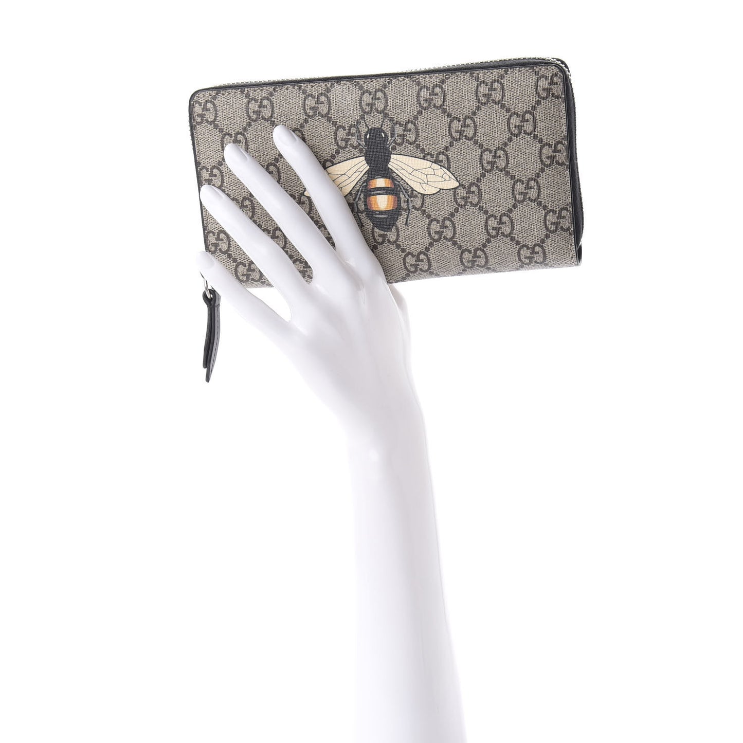 GG Supreme Monogram Bee Zip Around Wallet