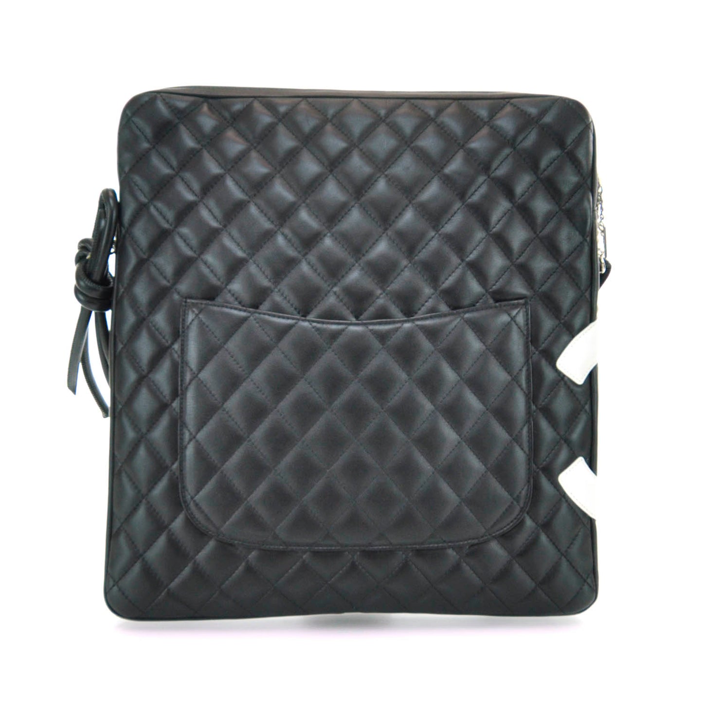 Calfskin Quilted Large Cambon Messenger Black White
