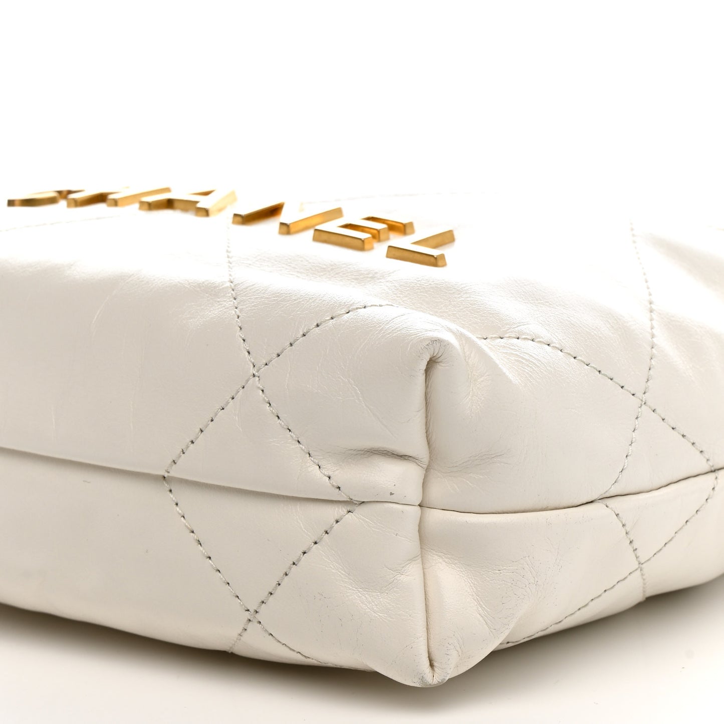 Shiny Calfskin Quilted Mini Chanel 22 White
