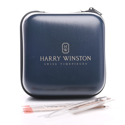 Harry Winston 18K Rose Gold Alligator Diamond Bezel 39mm Midnight Quartz Watch Champagne 9 of 9