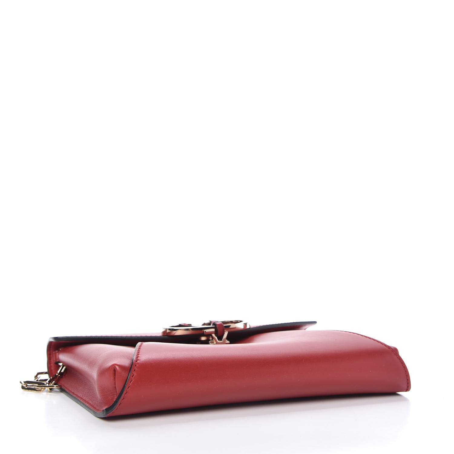 Valentino Garavani Calfskin V Rivet Chain Clutch Red 4 of 11
