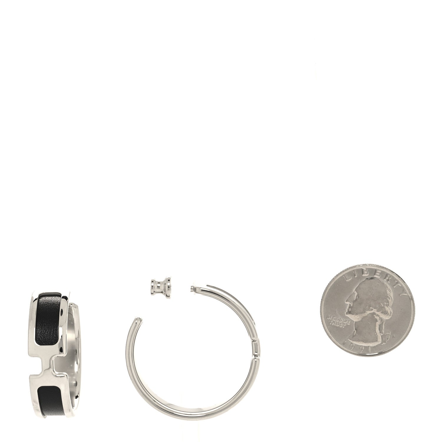 Hermes Box Calfskin Olympe Hoop Earrings Black 2 of 6