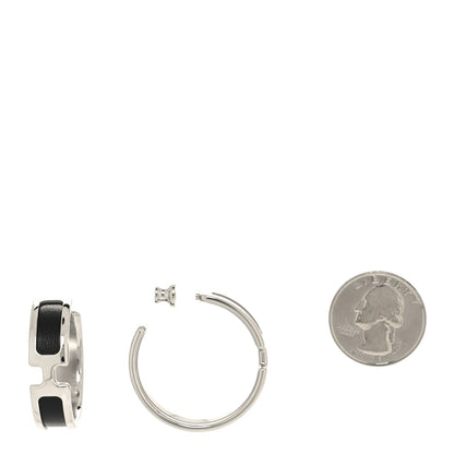 Hermes Box Calfskin Olympe Hoop Earrings Black 2 of 6