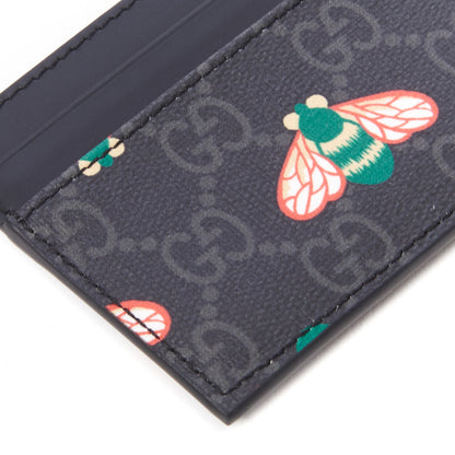 Gucci GG Supreme Monogram Bee Multicolor Appia Calfskin Card Holder Black Multicolor 5 of 7
