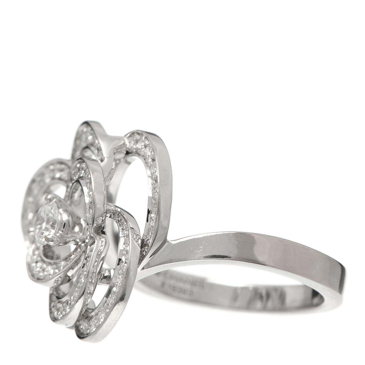 18K White Gold Diamond Fil de Camélia Ring 53 6.25