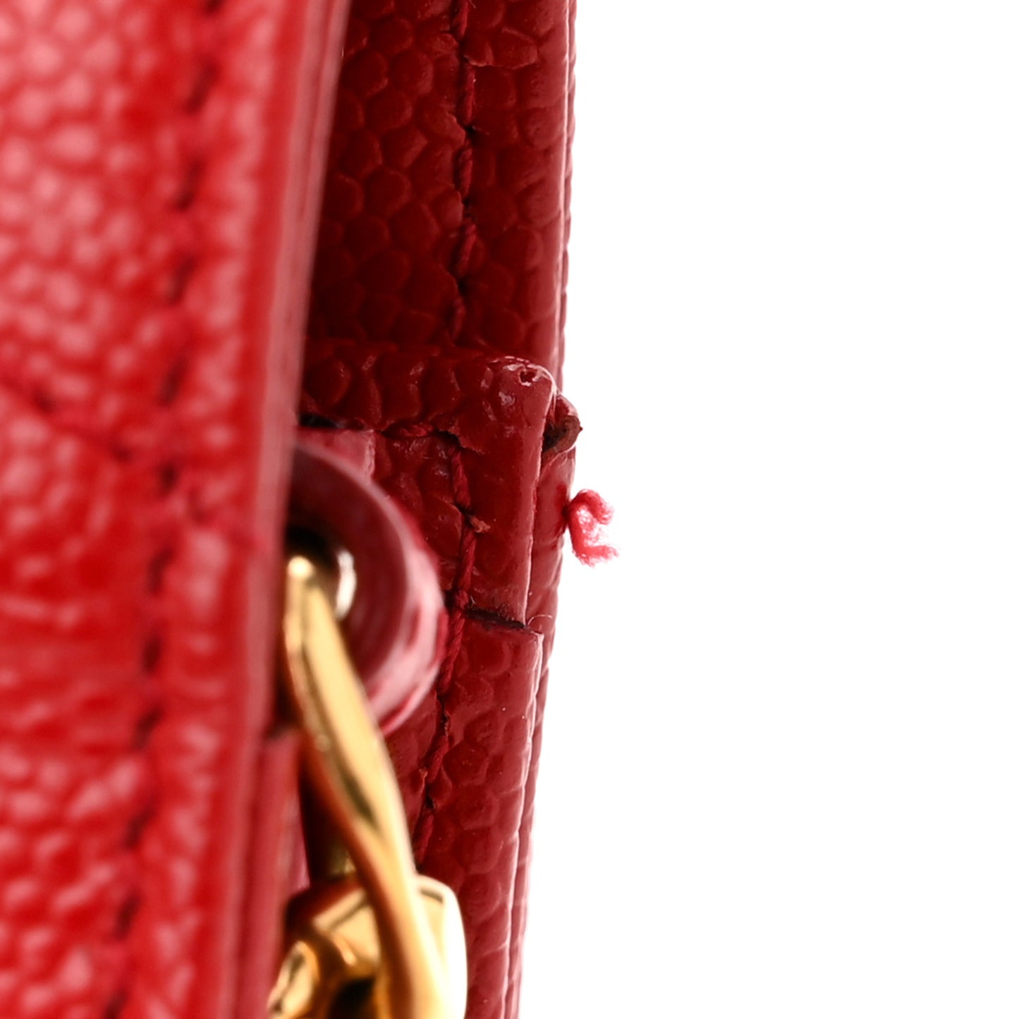 Grain De Poudre Matelasse Chevron Monogram Chain Wallet Red