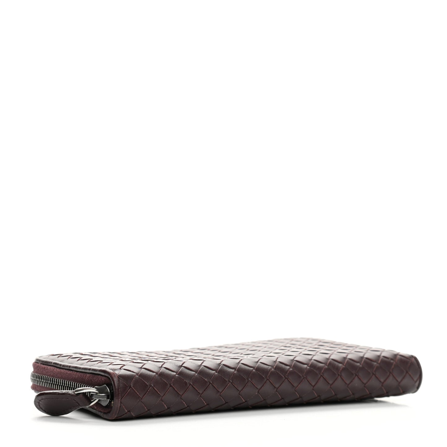 Nappa Intrecciato Zip Around Wallet Aubergine