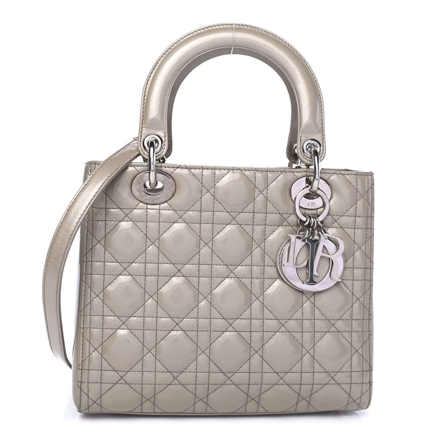 Patent Cannage Medium Lady Dior Grey