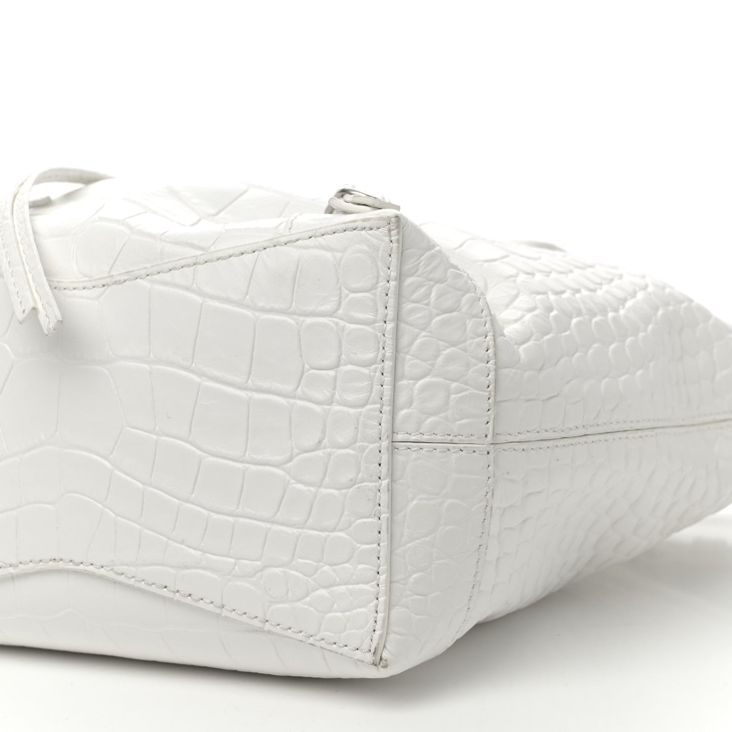 Extra Supple Calfskin Crocodile Embossed Neo Classic Hardware Hobo XS White
