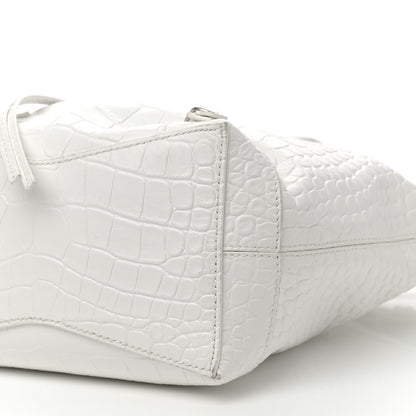 Balenciaga Extra Supple Calfskin Crocodile Embossed Neo Classic Hardware Hobo XS White 10 of 10