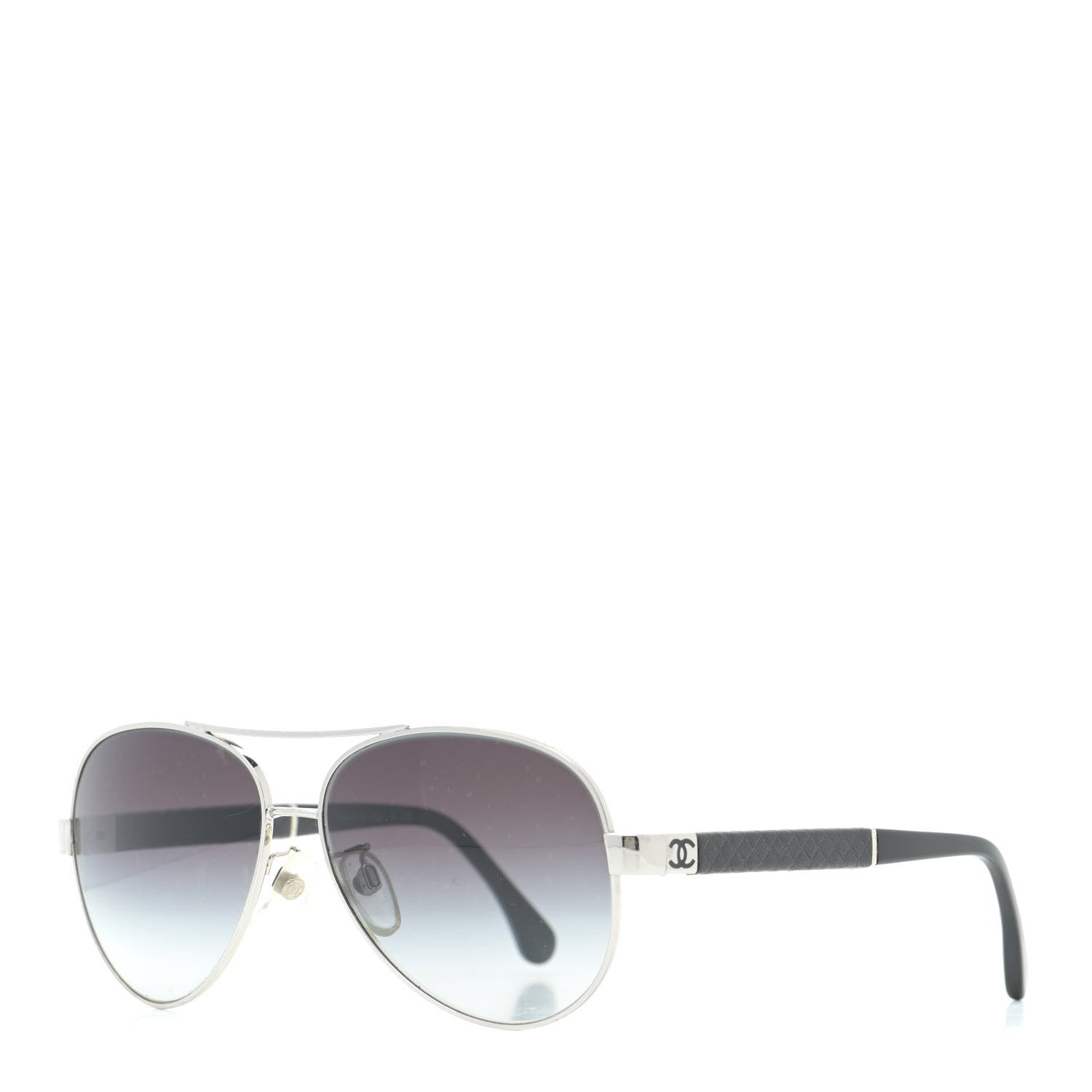 Chanel Lambskin Quilted CC Aviator Sunglasses 4195-Q Black 1 of 7