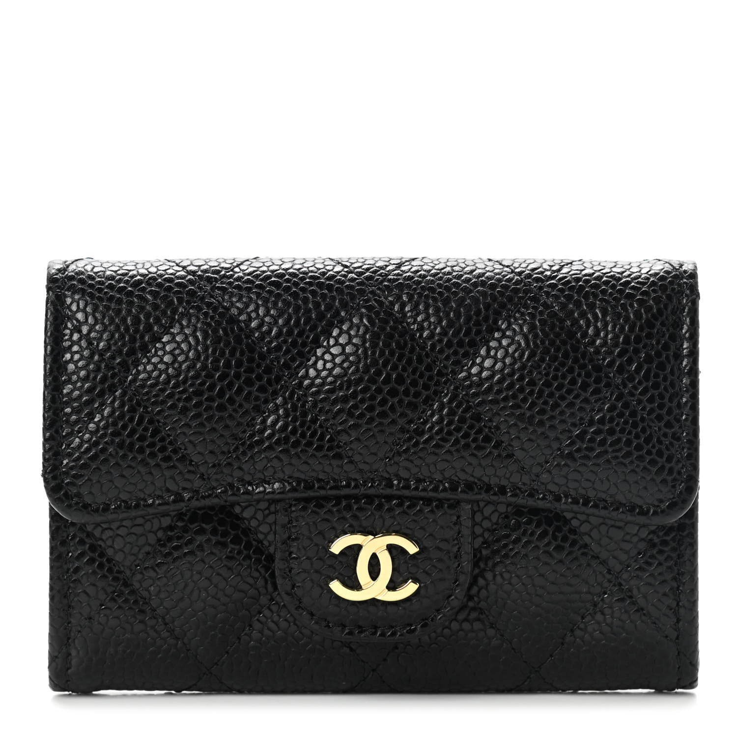 Chanel Caviar Quilted Flap Card Holder Wallet Black 1 of 9
