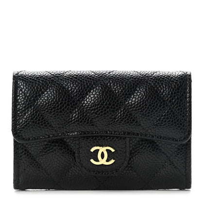 Chanel Caviar Quilted Flap Card Holder Wallet Black 1 of 9