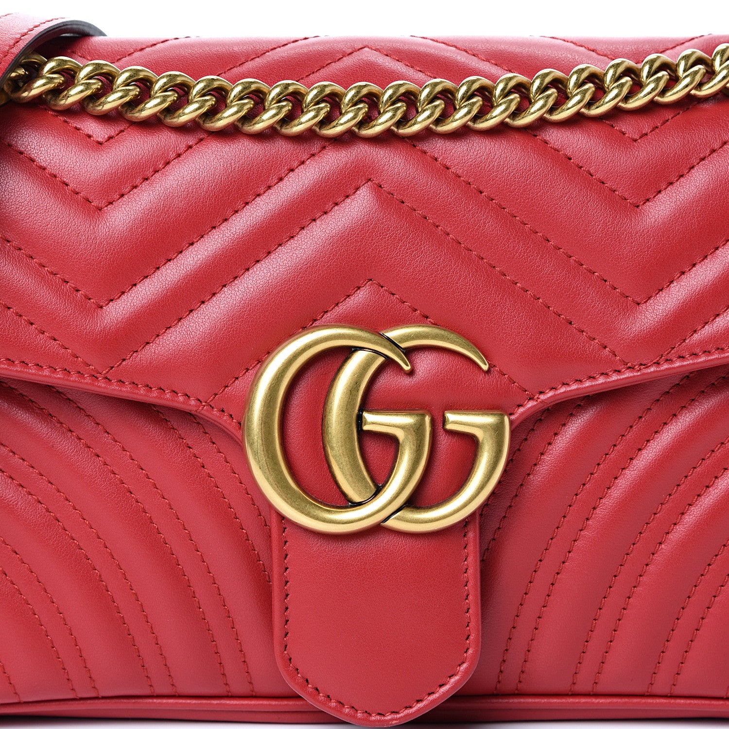 Gucci Calfskin Matelasse Small GG Marmont Shoulder Bag Hibiscus Red 7 of 13