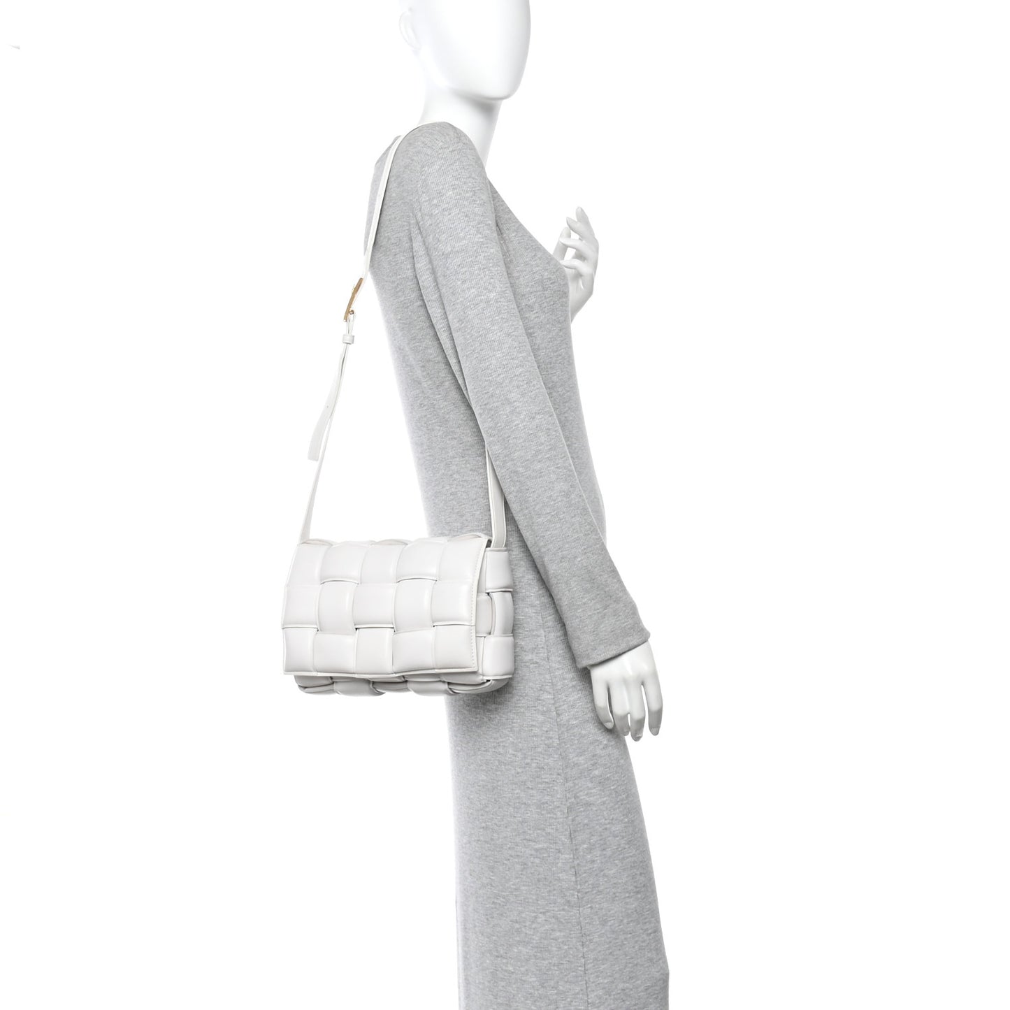 Nappa Maxi Intreccio Padded Cassette Crossbody Bag Chalk