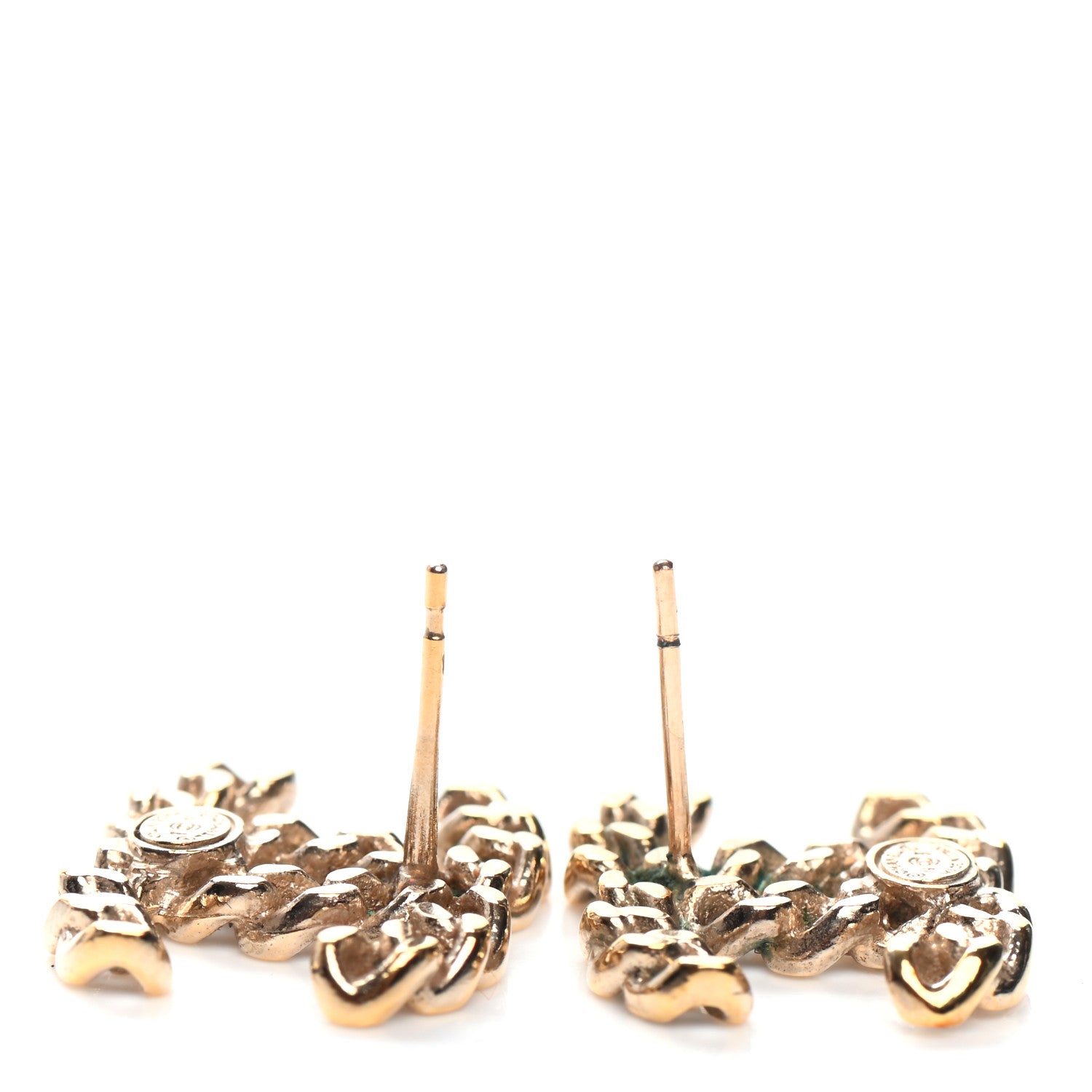 Chanel Metal Chain Link CC Earrings Gold 3 of 4