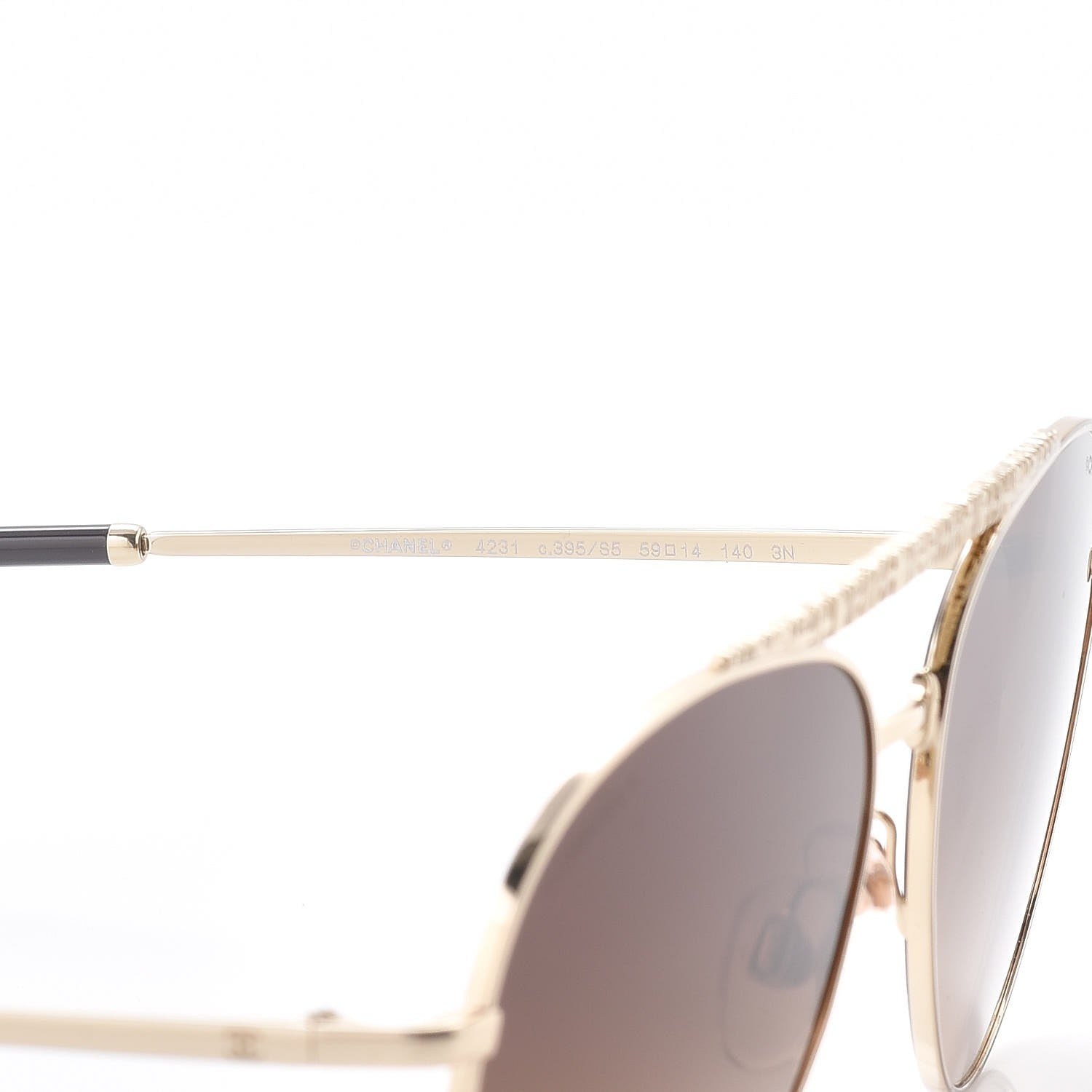 Chanel Aviator Metallic Pilot Sunglasses 4231 Gold 7 of 8