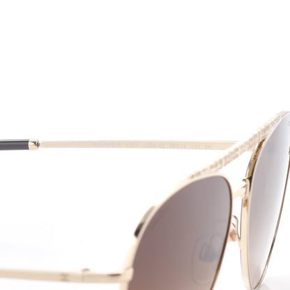Chanel Aviator Metallic Pilot Sunglasses 4231 Gold 7 of 8