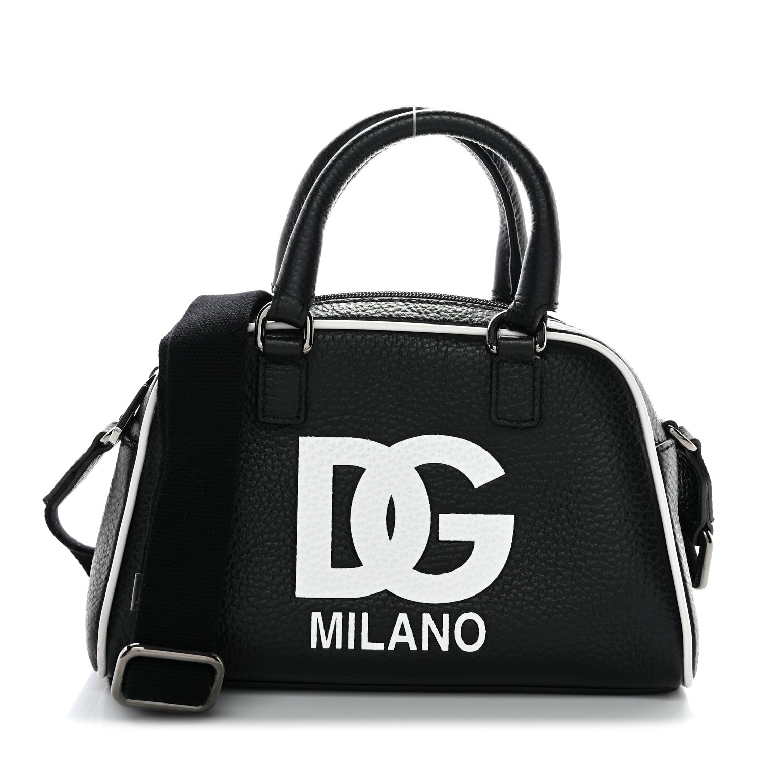 Dolce & Gabbana Calfskin Bowling Bag Black White 1 of 9