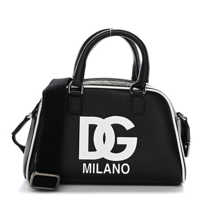 Dolce & Gabbana Calfskin Bowling Bag Black White 1 of 9