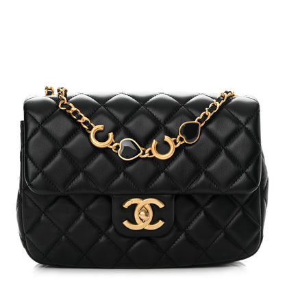 Chanel Lambskin Enamel Quilted Small Coco Hearts Flap Black 1 of 11