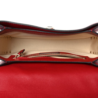 Valentino Garavani Pebbled Calfskin Medium Rockstud Flap Saddle Bag Rosso Valentino 5 of 8