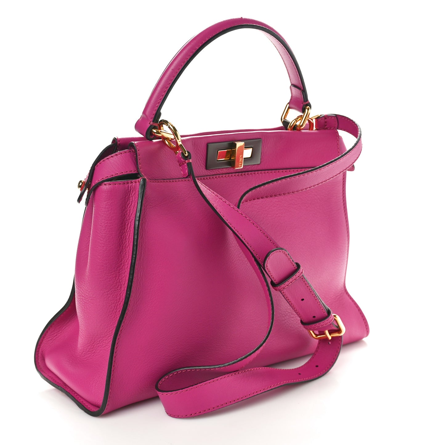 Vitello Seta Medium Peekaboo Iconic Satchel Magenta