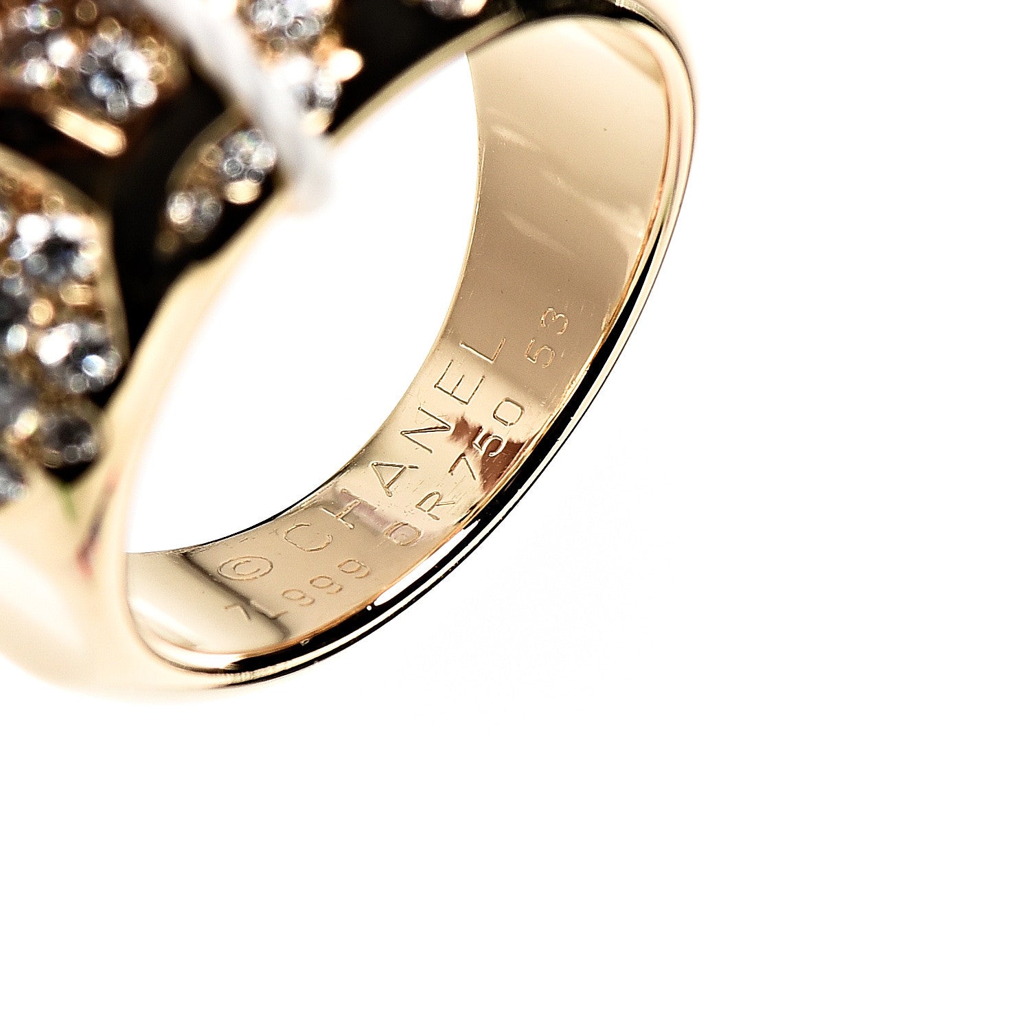 Chanel 18K Yellow Gold Diamond Camellia Cocktail Ring 53 6.5 4 of 4