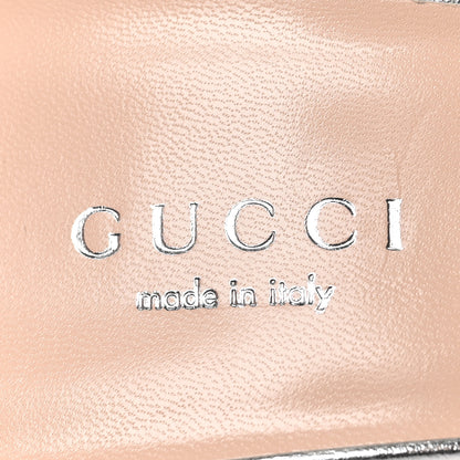 Gucci Metallic Nappa Crawford Knot Ankle Strap Sandals 35.5 Silver 7 of 9