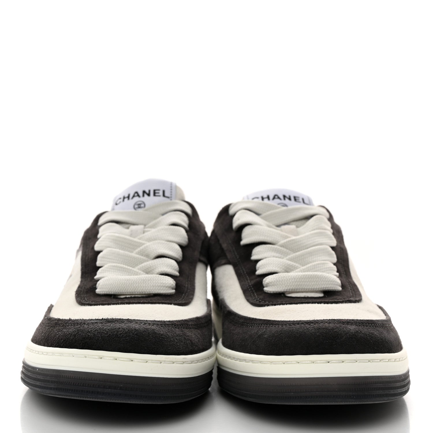 Chanel Suede Kidskin Womens CC Sneakers 40 Black White 2 of 9