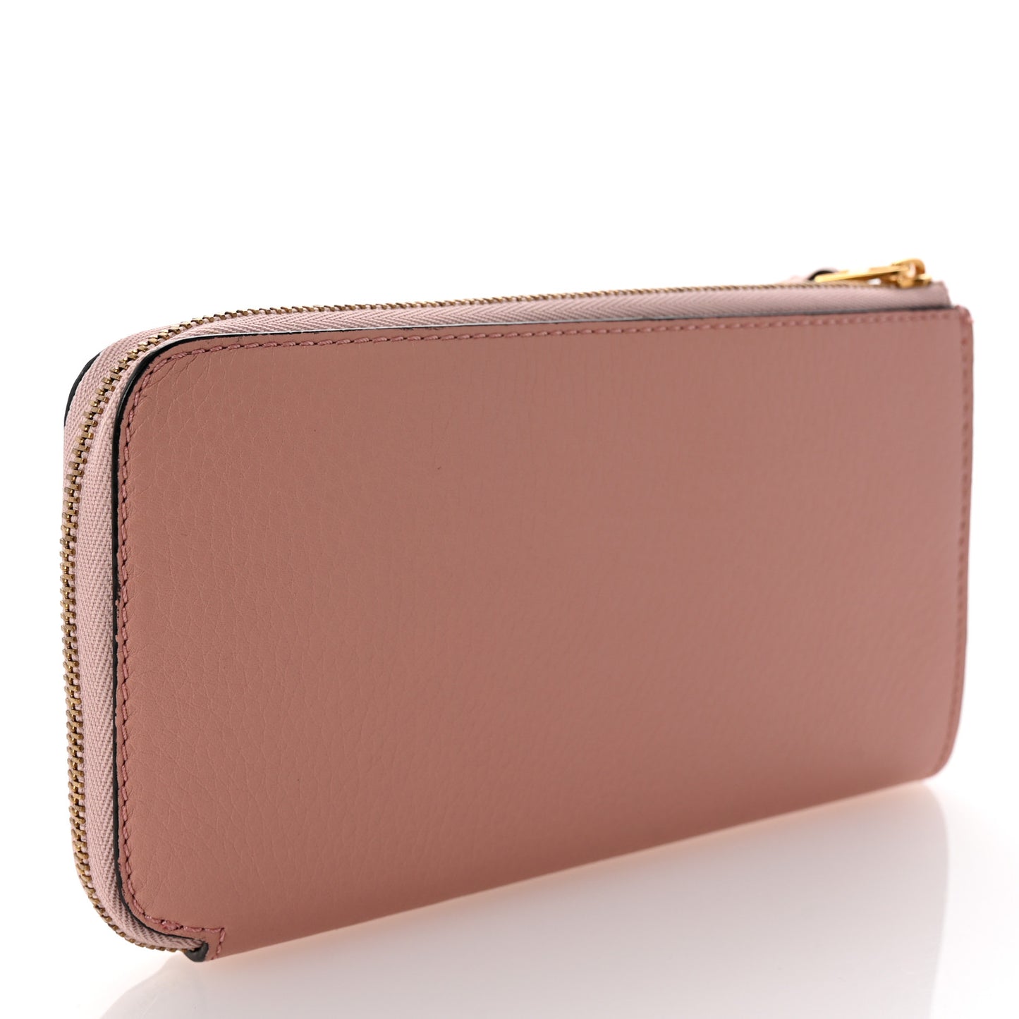 Grainy Calfskin Zip Around Wallet Pink