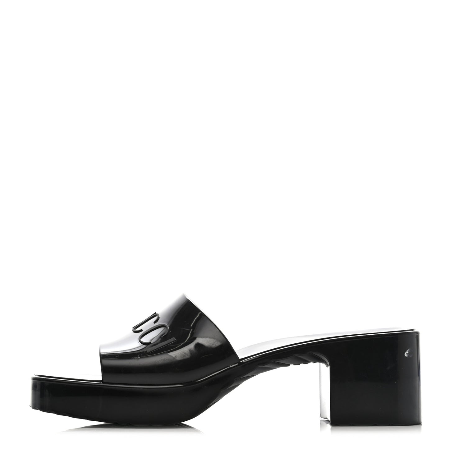 Rubber Gucci Logo Womens Platform 20/60mm Slide Sandals 37 Black
