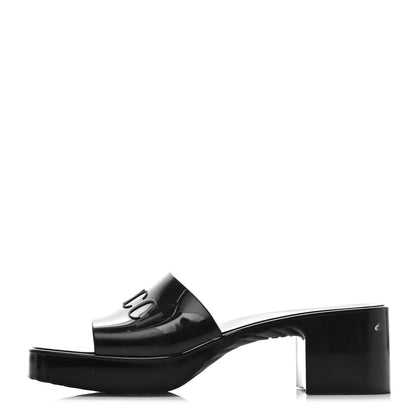 Gucci Rubber Gucci Logo Womens Platform 20/60mm Slide Sandals 37 Black 1 of 13