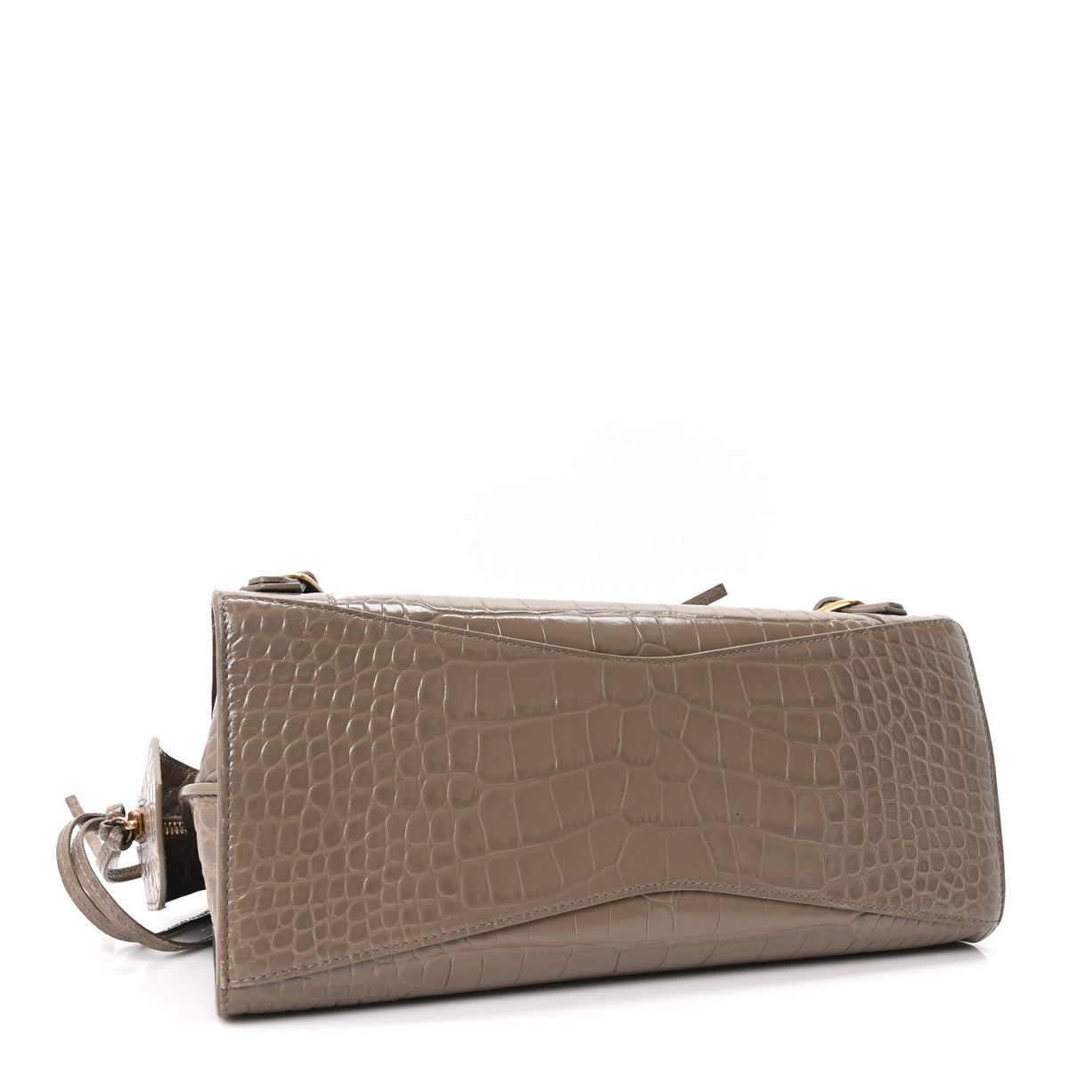 Balenciaga Shiny Supple Calfskin Crocodile Embossed Neo Classic Gold Hardware S City Mink Grey 4 of 10