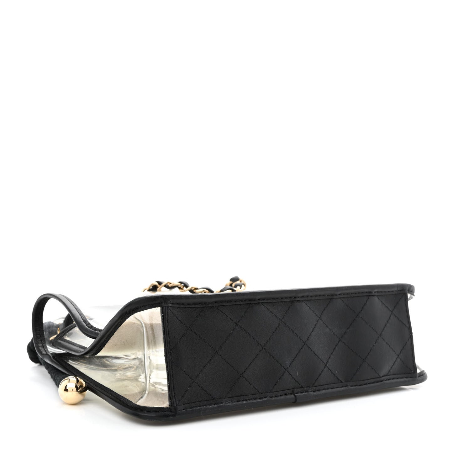 Lambskin PVC Sand By The Sea Flap With Pearl Strap Black