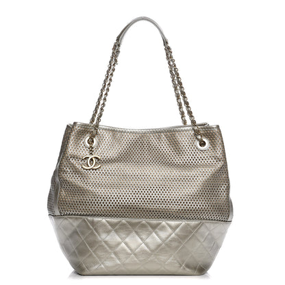Chanel Calfskin Perforated Up In The Air North South Tote Gold 1 of 11
