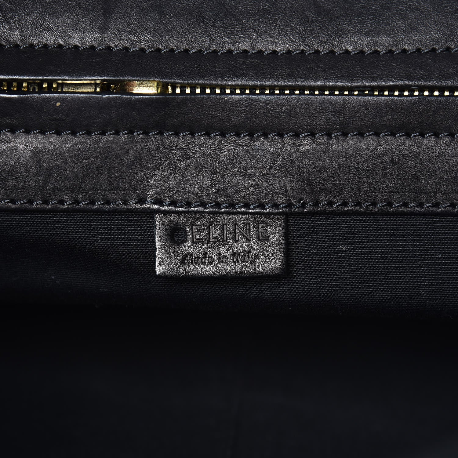 Celine Calfskin Crocodile Embossed Rider Tote Black 6 of 8