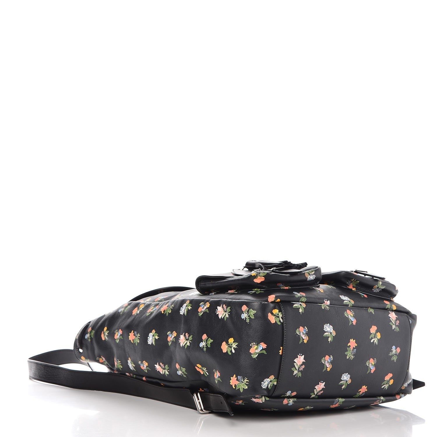 Saint Laurent Calfskin Prairie Flower Printed Festival Backpack Black Multicolor 4 of 13